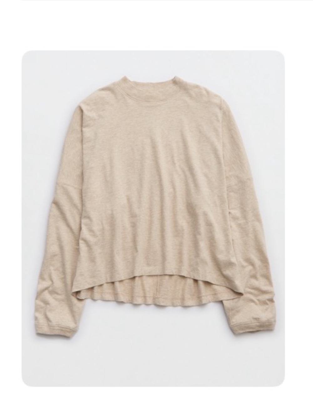 AERIE | COZY LONG SLEEVE MOCKNECK T-SHIRT | HEATHER FAWN | SIZE LARGE